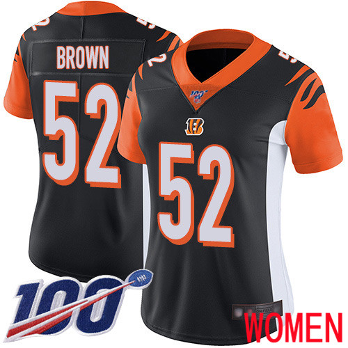 Cincinnati Bengals Limited Black Women Preston Brown Home Jersey NFL Footballl #52 100th Season Vapor Untouchable